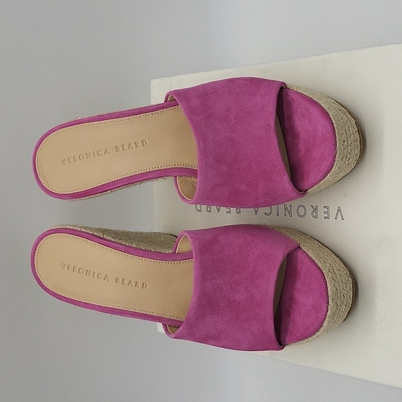 674- Veronica Beard Dali Espadrilla Hot Pink Suede Size 8.5 NWT - Picture 9 of 12
